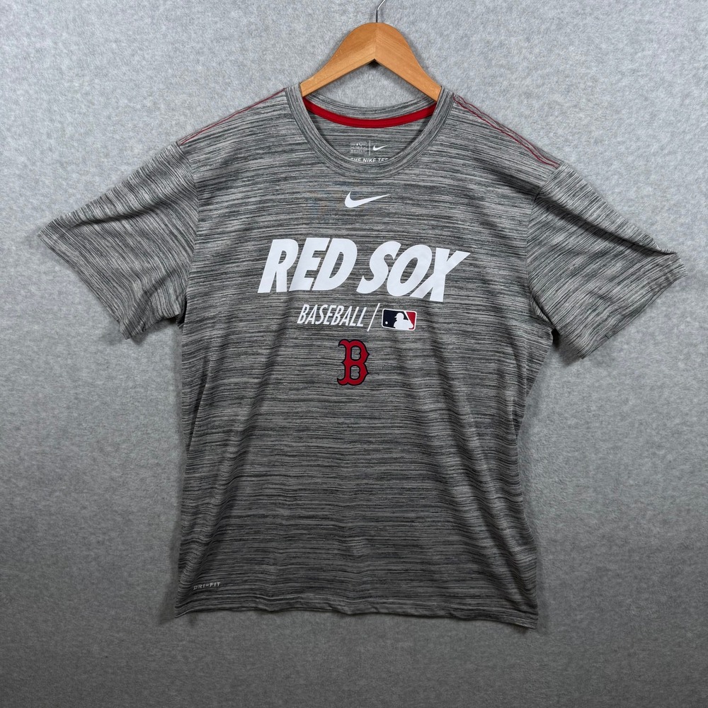 Nike Boston Red Sox MLB Dri-FIT Grey Heather Gray Performance Shirt Mens Large L